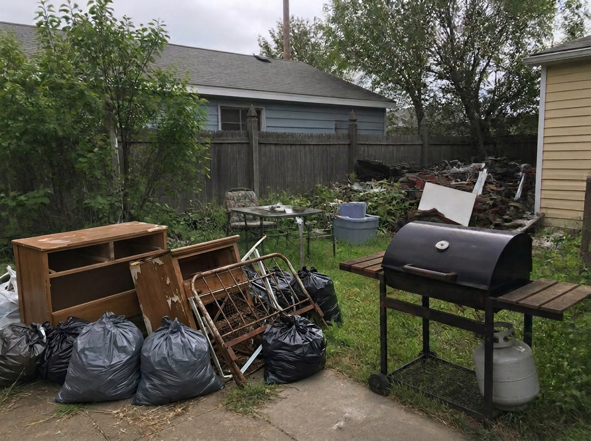 Backyard clearout before JDC Junk Removal arrived